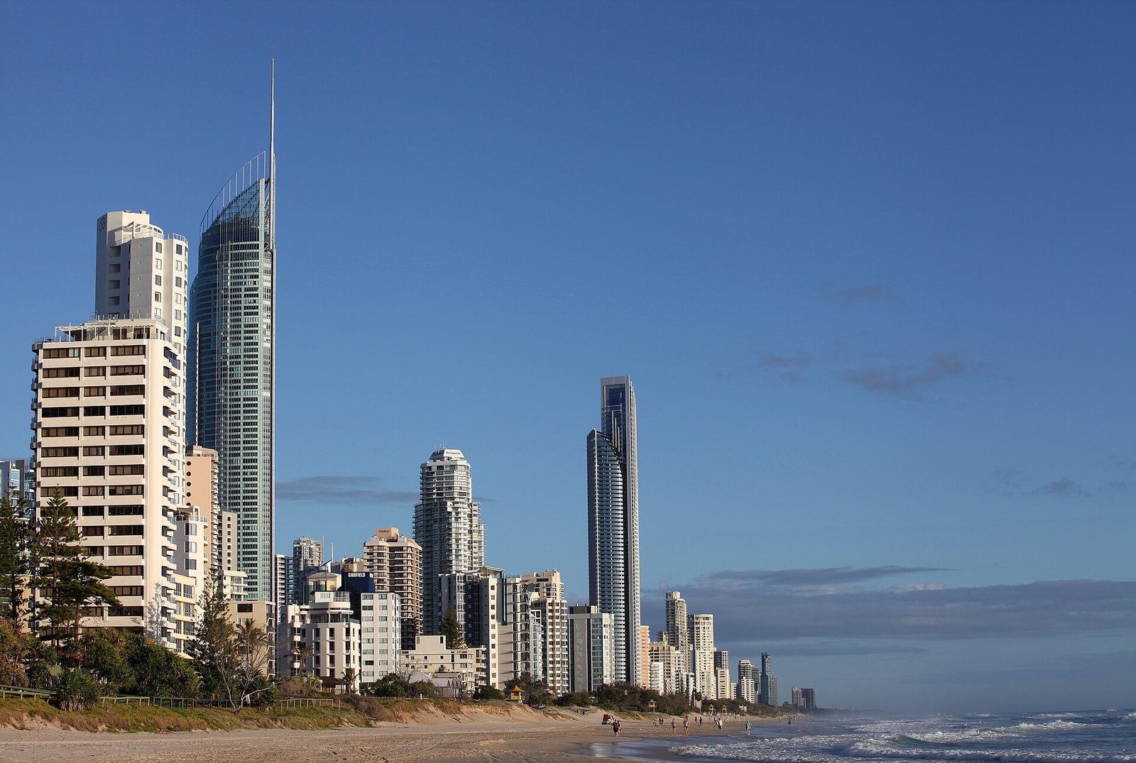 Surfers Paradise high-rises including Q1 above the beach